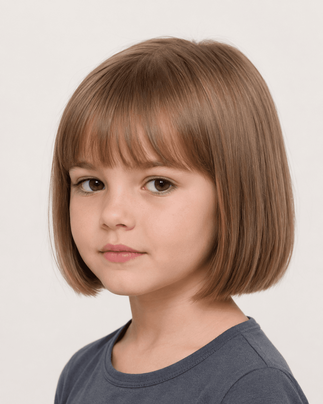 Three-quarter view of a short bob with soft bangs showing shape and texture